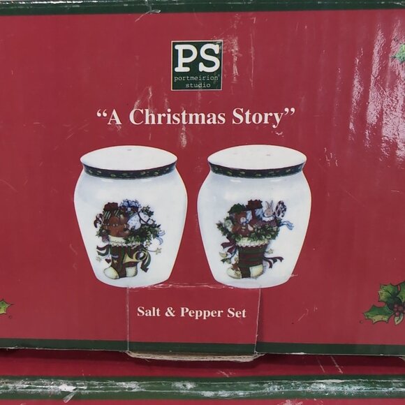 Portmeirion A Christmas Story 4 Pedestal Mugs Salt Pepper Shaker Set Winget - Picture 7 of 16